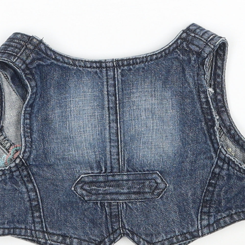 Matalan Girls Blue Floral Jacket Waistcoat Size 9-12 Months