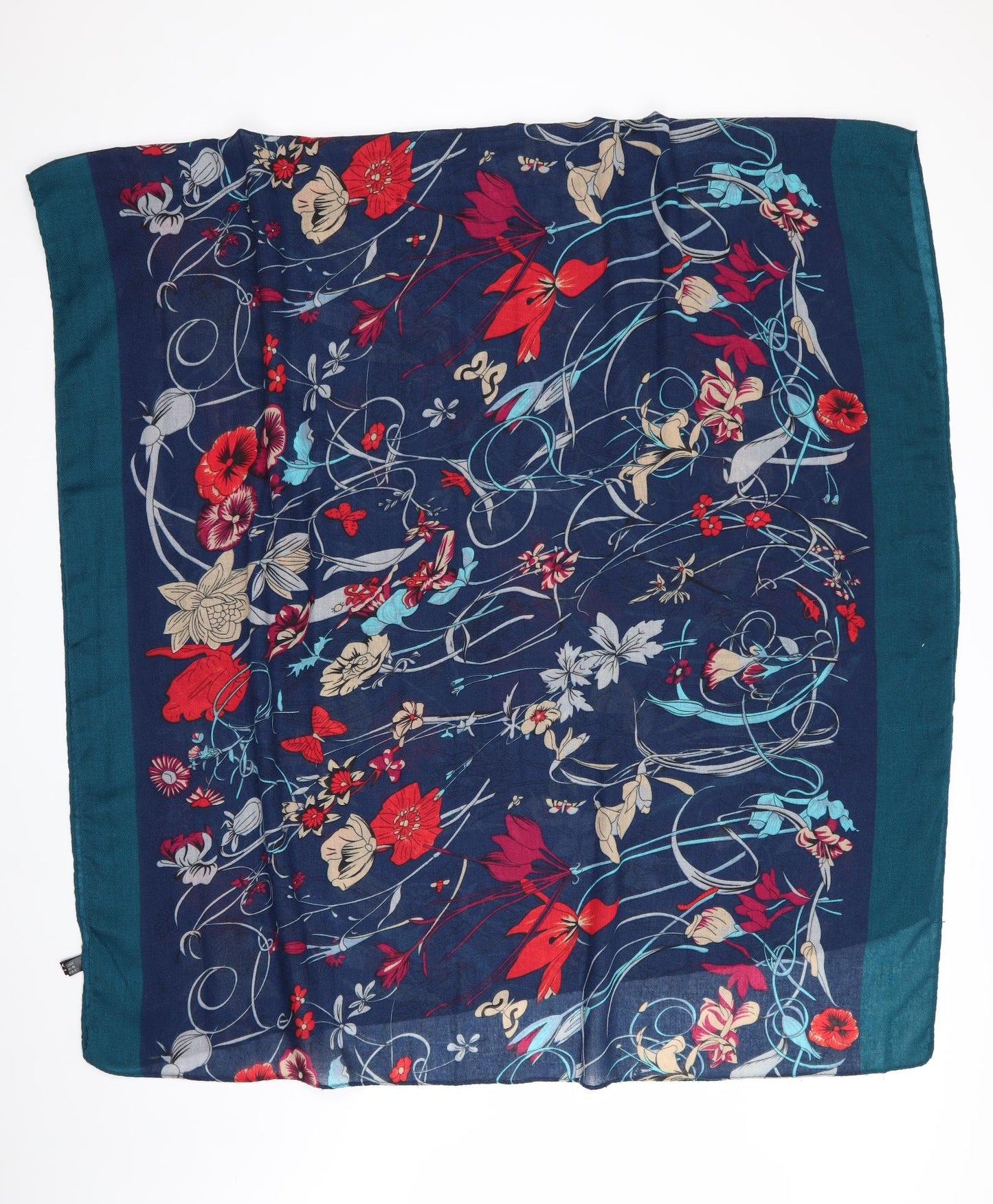 Luxe Womens Blue Floral Shawl/Wrap