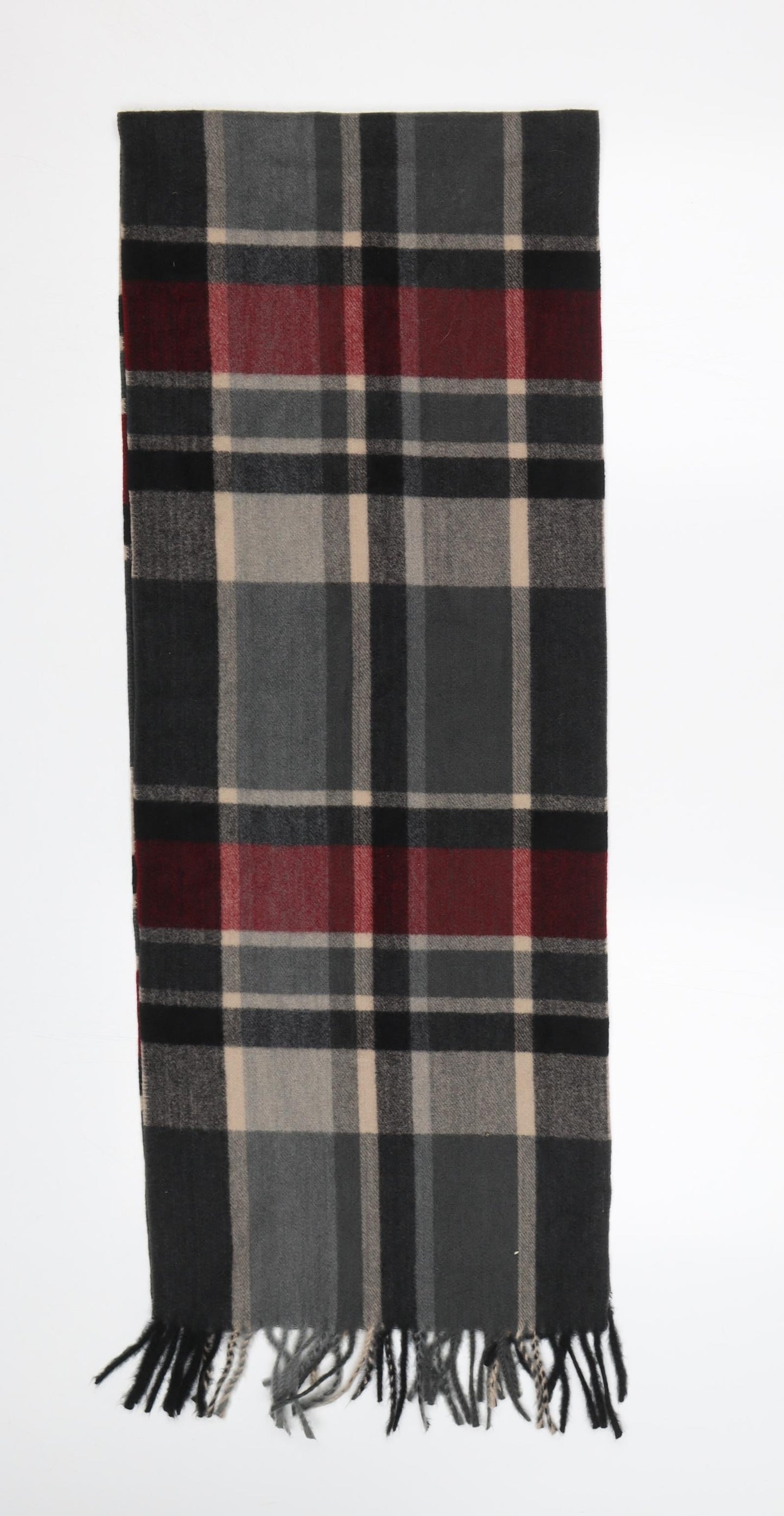 Preworn Grey Plaid Scarf Size Regular