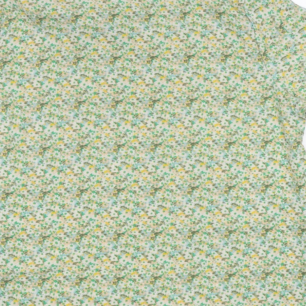 SheIn Womens Green Floral Basic Blouse Size S