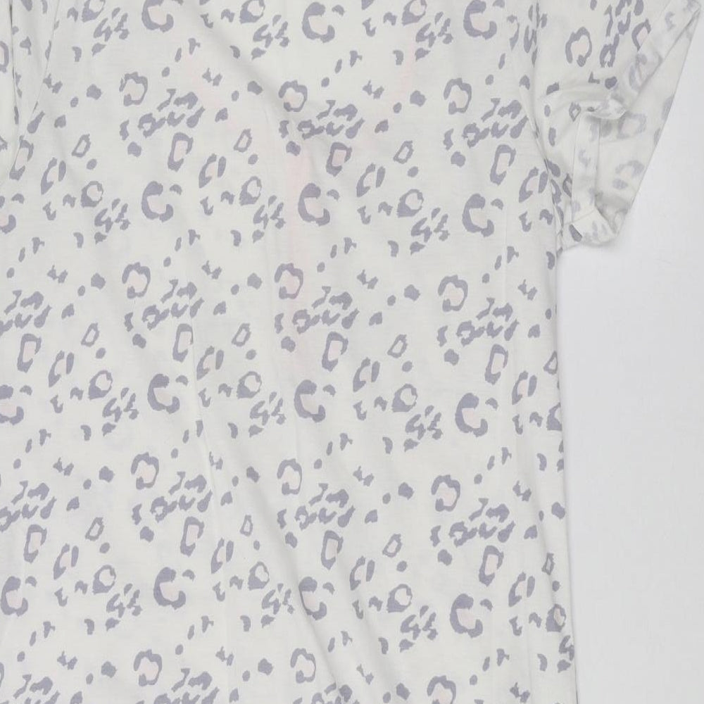 Feel Fabulous Womens White Animal Print Basic T-Shirt Size 14