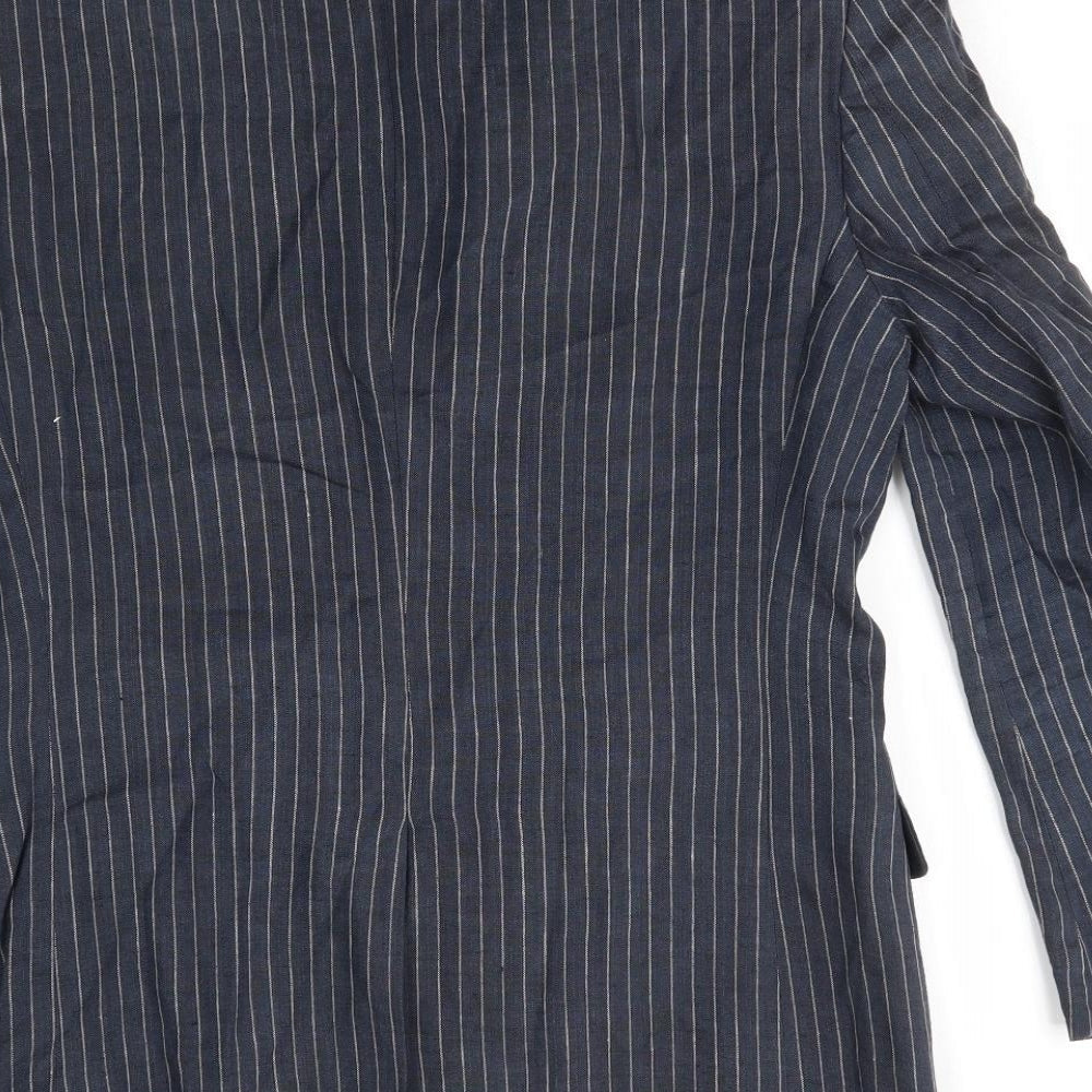 Marks & Spencer Mens Blue Striped Jacket Blazer Size 36