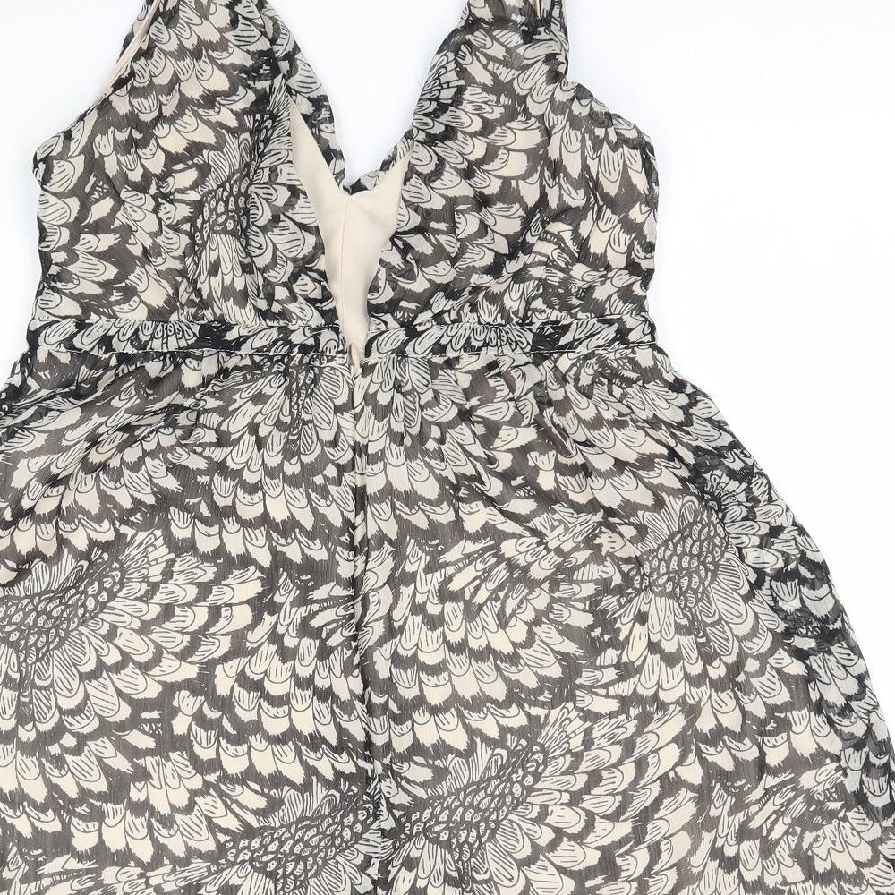VILA Womens Beige Animal Print Camisole Blouse Size XL - Feather pattern