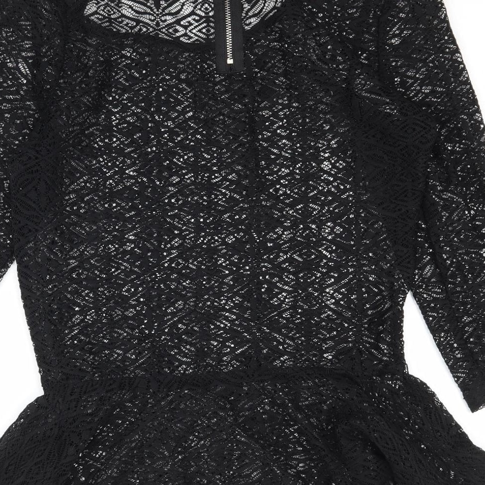 NEXT Womens Black Lace Basic Blouse Size 6 - Peplum