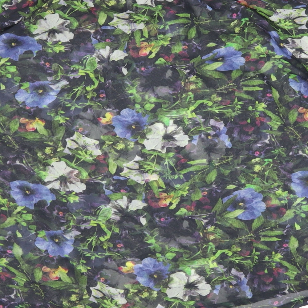 NEXT Womens Multicoloured Floral Mesh Basic Blouse Size 6 - Keyhole Neck