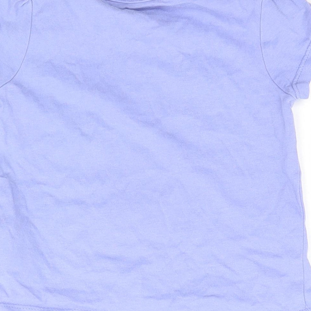 Mothercare Girls Purple Basic T-Shirt Size 6-9 Months - Cat bow