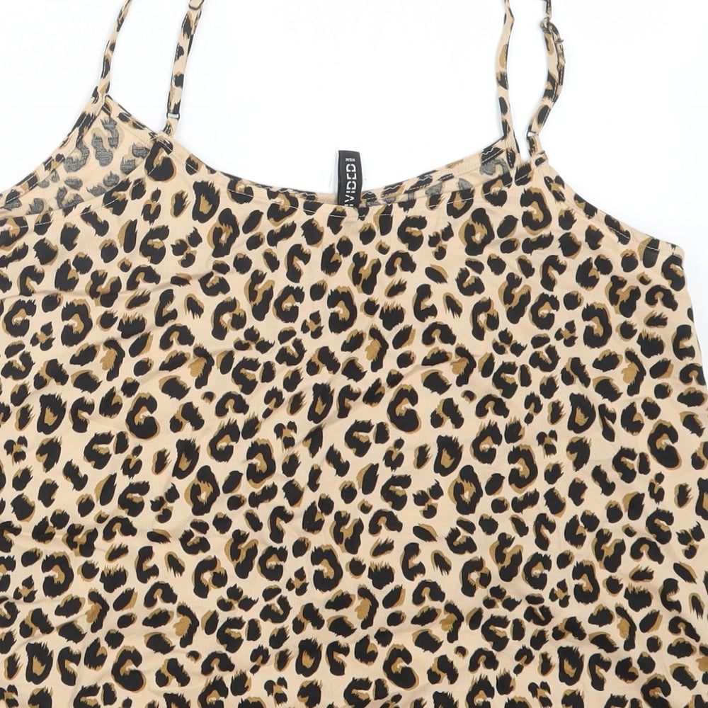 Divided by H&M Womens Brown Animal Print Cropped T-Shirt Size 8