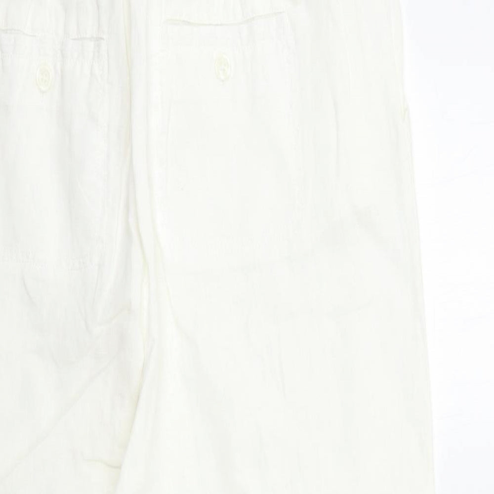 Preworn Womens White Cropped Trousers Size 34 in L25 in