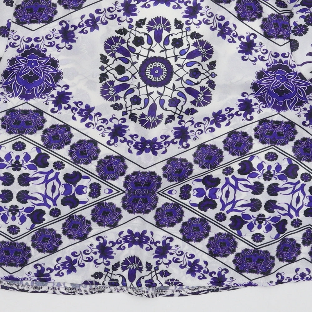 Missguided Womens White Floral Basic Blouse Size 6