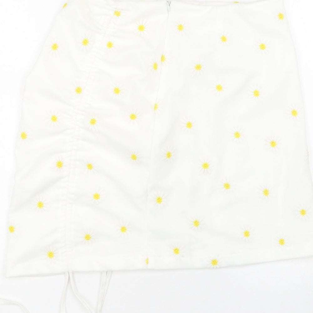Shien Womens White Floral Wrap Skirt Size S