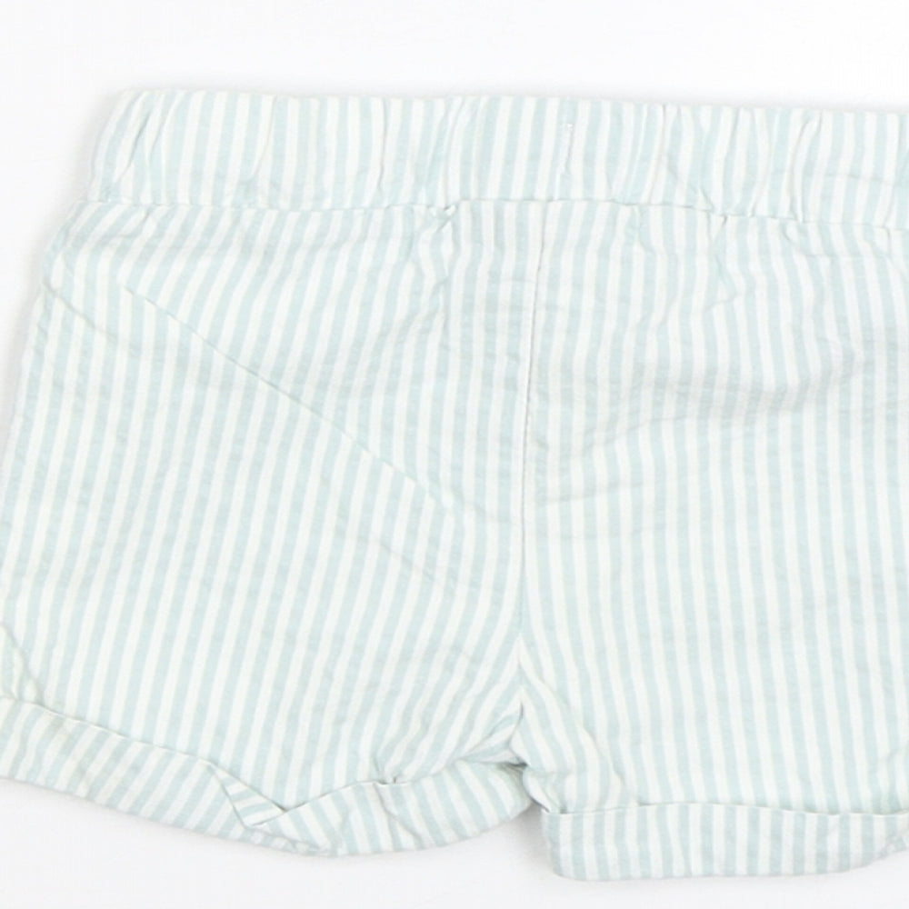 Marks & Spencer Baby Blue Striped Cropped Trousers Size 0-3 Months