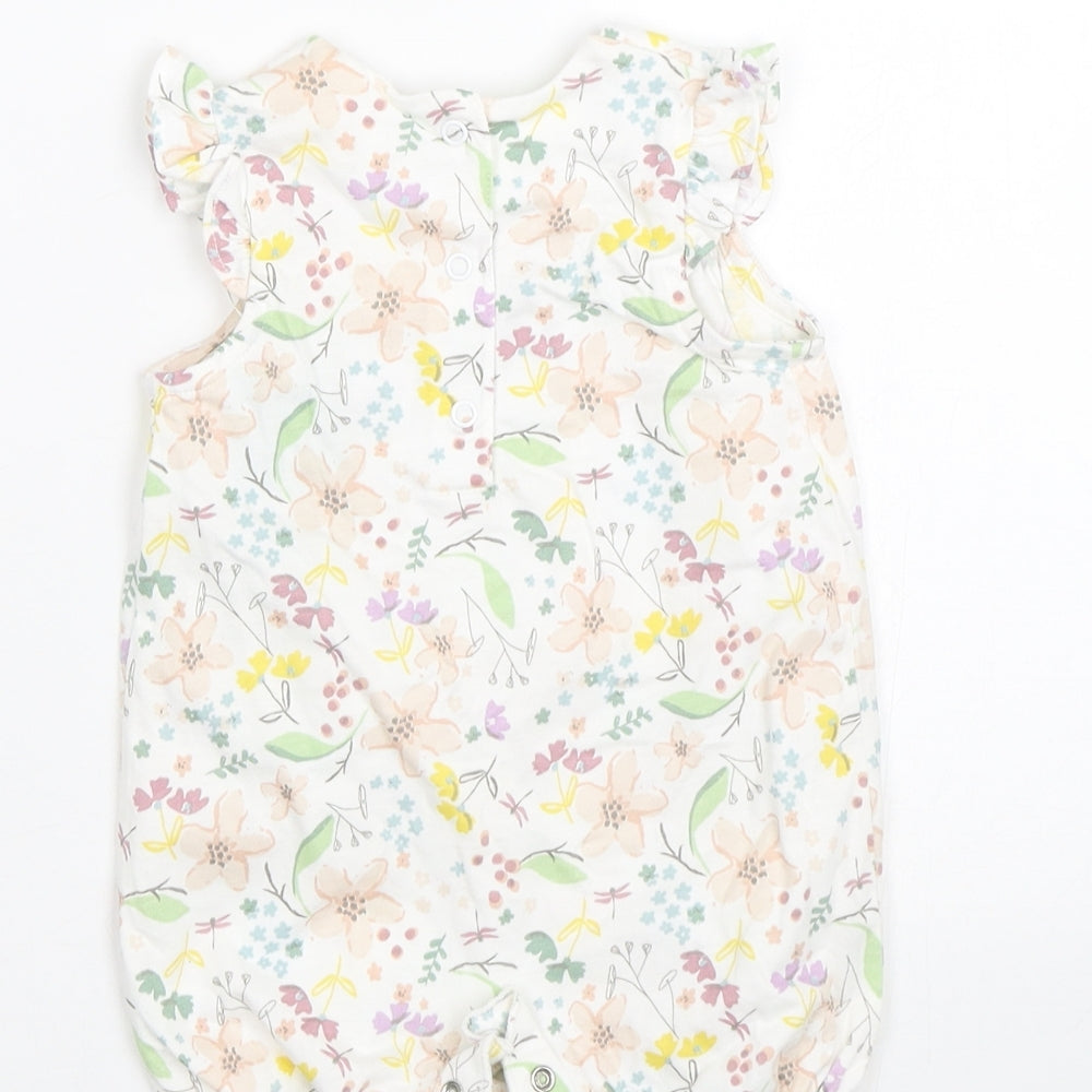 Miniclub Girls White Floral Babygrow One-Piece Size 0-3 Months