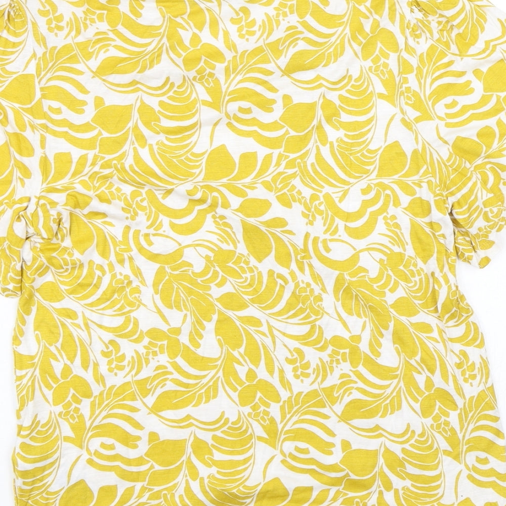Marks & Spencer Womens Yellow Floral Basic T-Shirt Size 8