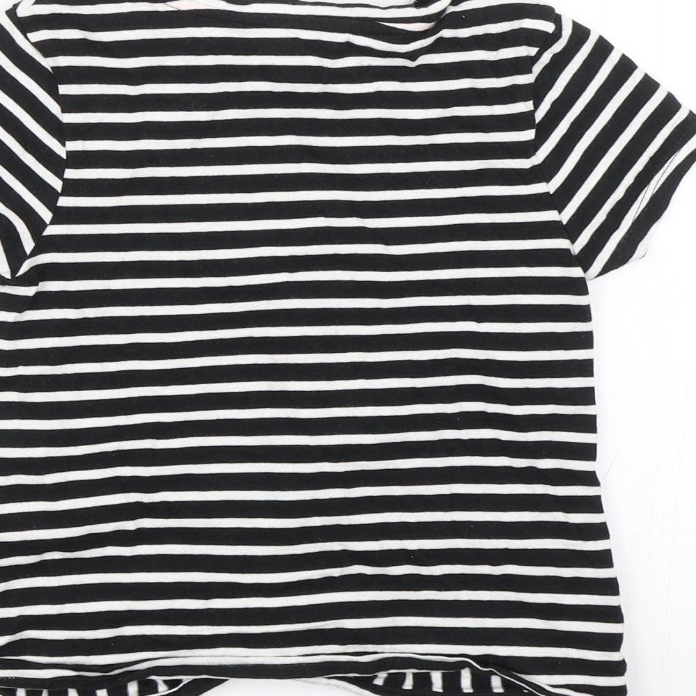 George Girls Black Striped Basic T-Shirt Size 6-7 Years