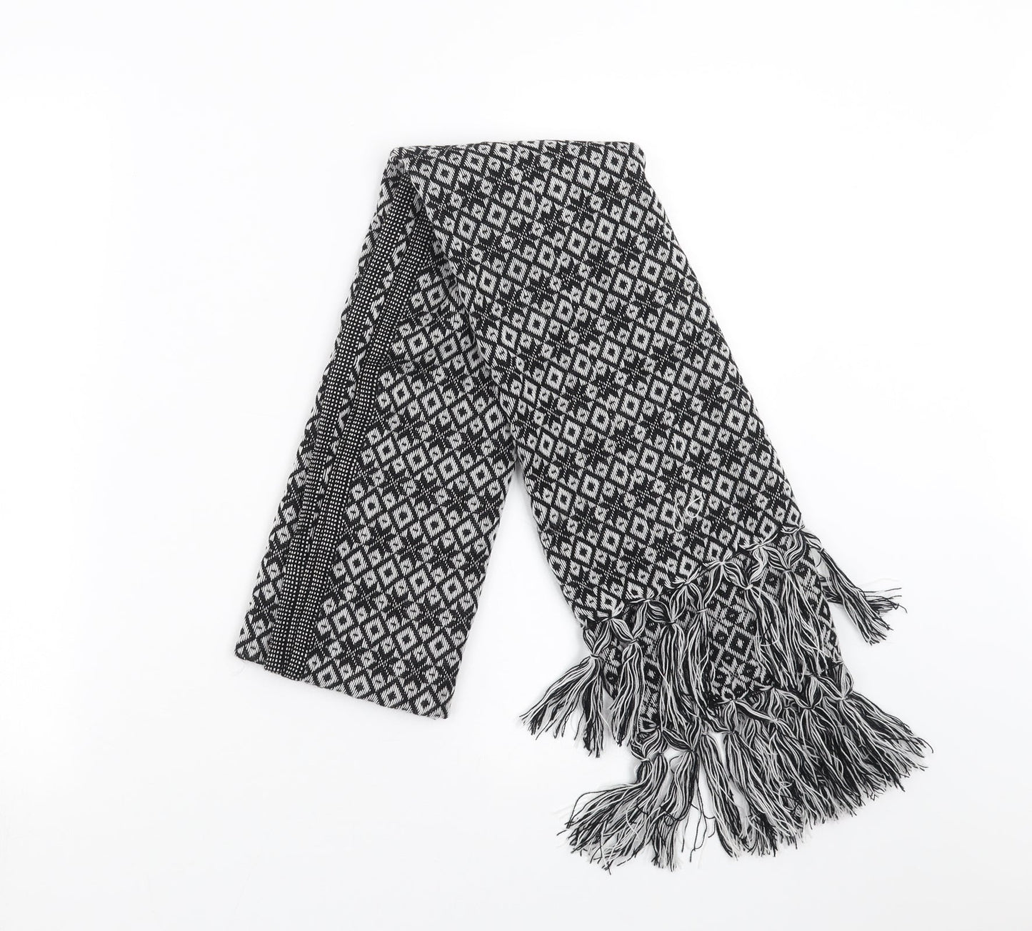 Preworn Womens Black Geometric Scarf