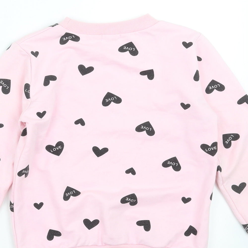 Little Hands Girls Pink Pullover Sweatshirt Size 11-12 Years - love heart