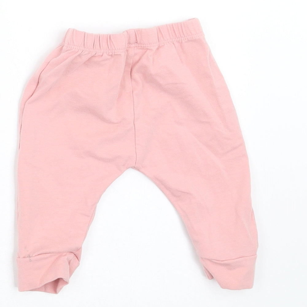 Preworn Girls Pink Jogger Trousers Size 3-6 Months