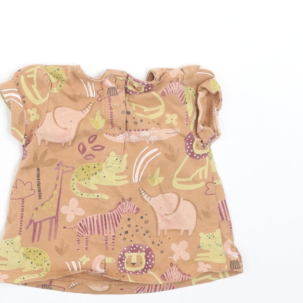 TU Girls Brown Basic T-Shirt Size 3-6 Months - animals