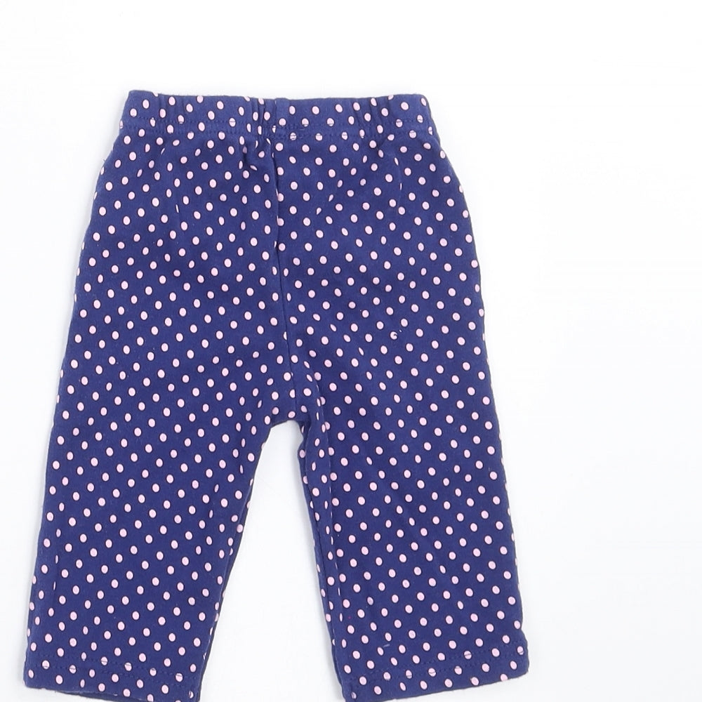 Preworn Girls Blue Polka Dot Leggings Size 3-6 Months