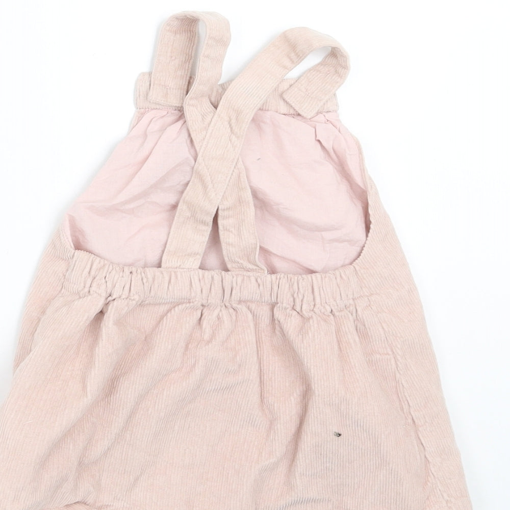 Marks & Spencer Girls Pink Corduroy Pinafore/Dungaree Dress Size 6-9 Months