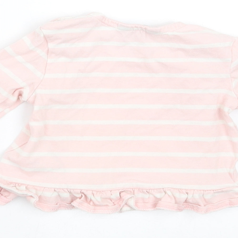 Maine New England Girls Pink Striped Basic T-Shirt Size 3-6 Months