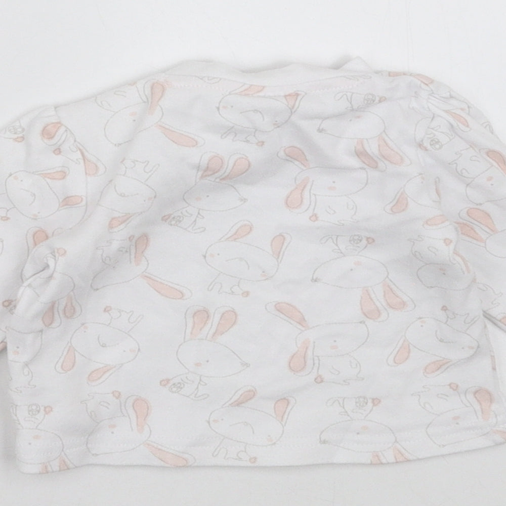 Watch Me Grow Girls White Basic T-Shirt Size 3-6 Months - rabbits