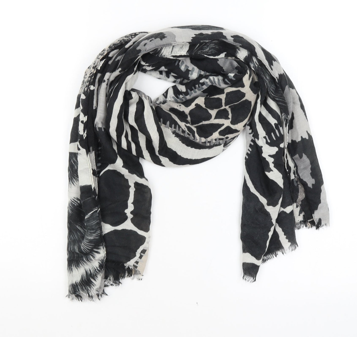 Preworn Womens Black Animal Print Scarf