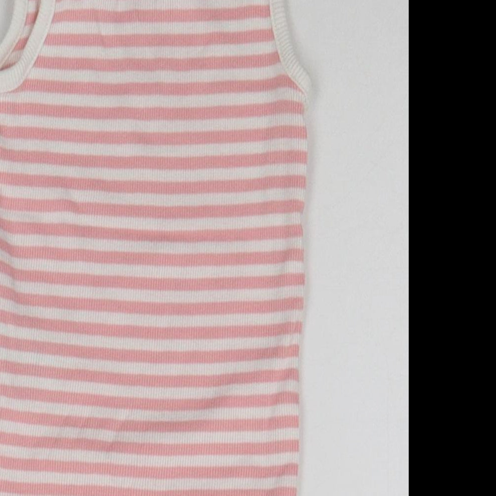 Matalan Girls Pink Striped Basic Tank Size 12-18 Months