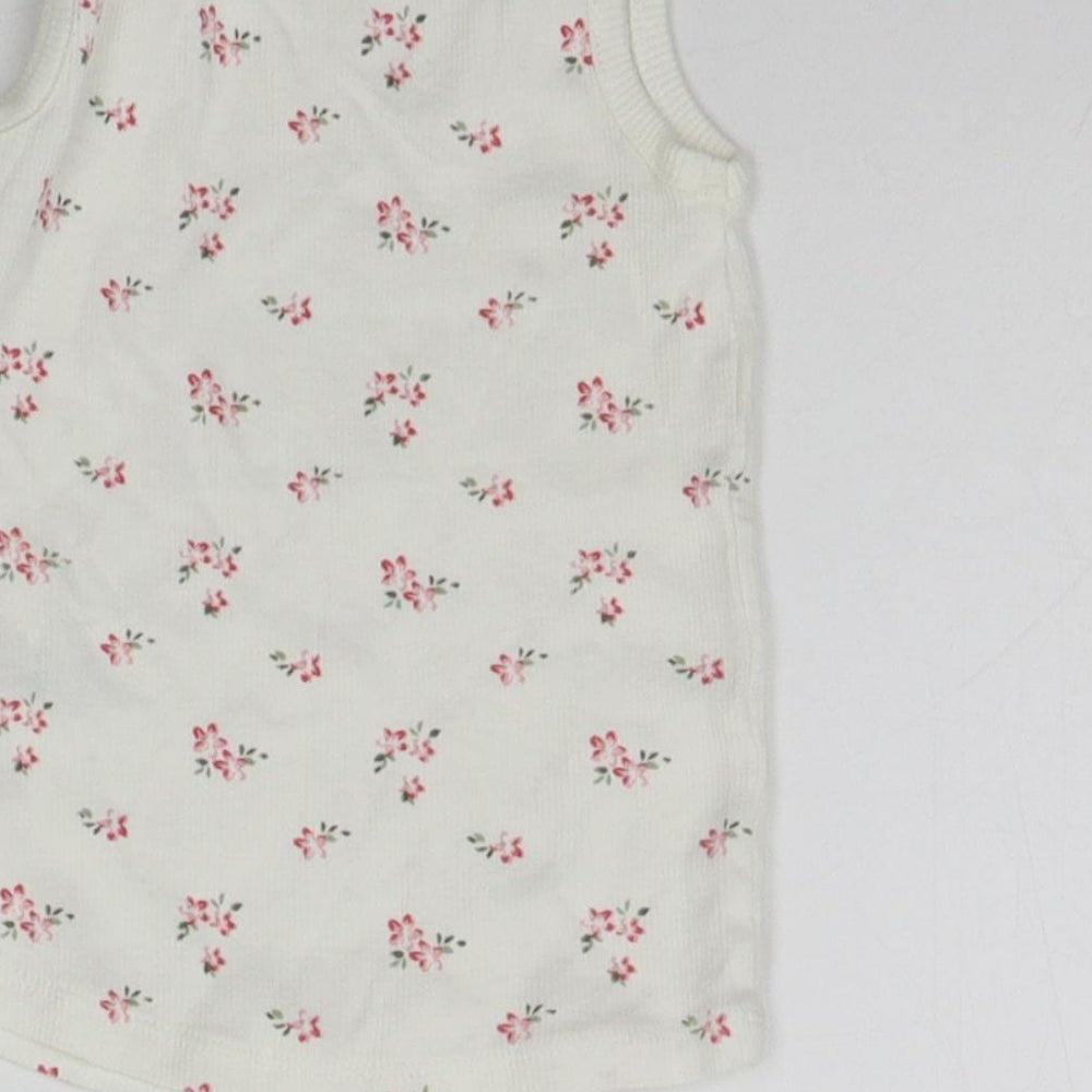 Matalan Baby White Floral Basic Tank Size 12-18 Months