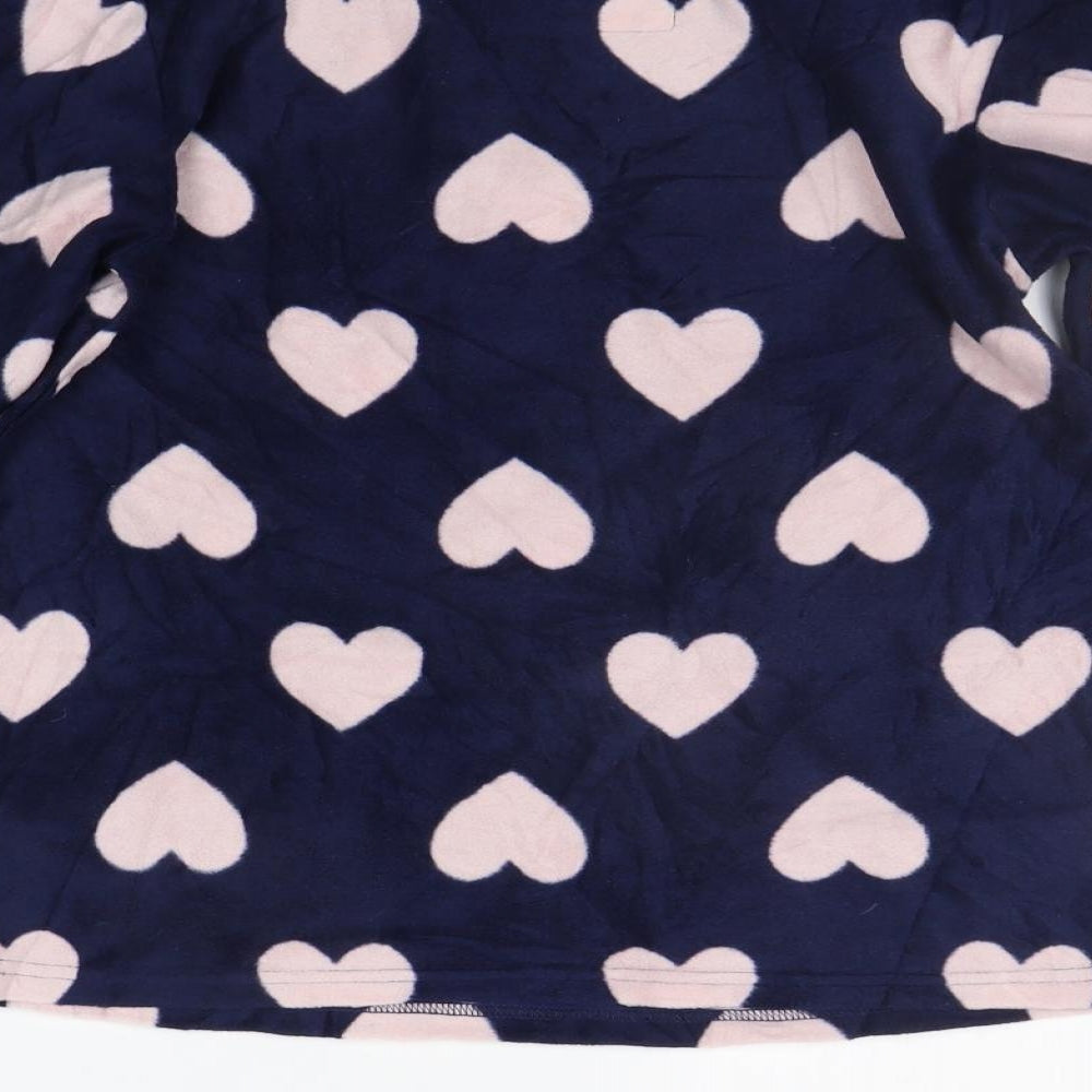 DEBNHAMS Womens Blue Geometric Top Pyjama Top Size 8 - HEARTS