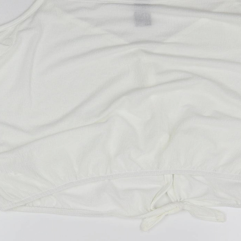 cuidado perro Womens White Basic Blouse Size 14
