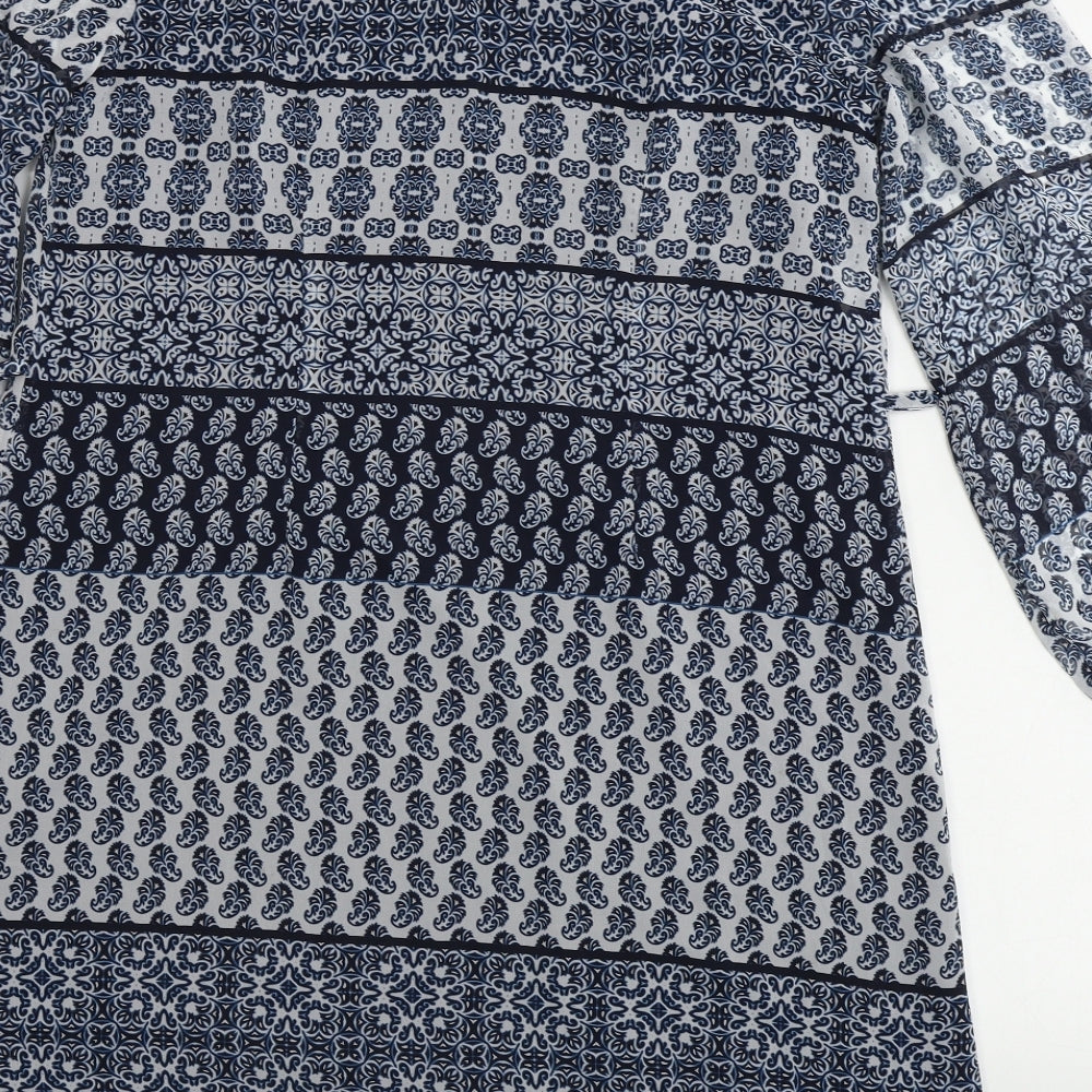 Atmosphere Womens Blue Geometric A-Line Size 10
