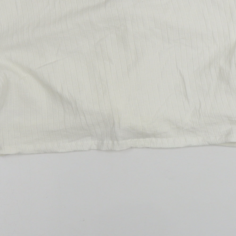 SheIn Womens Ivory Cropped T-Shirt Size L
