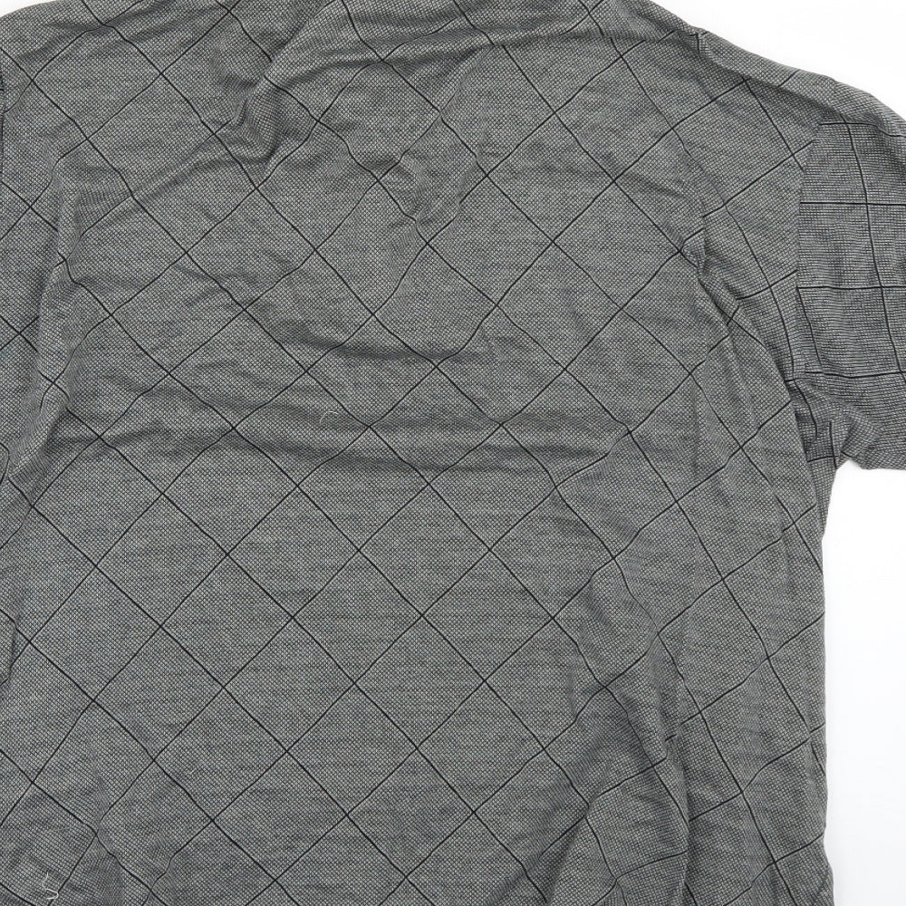 Cotton Traders Mens Grey Argyle/Diamond Polo Size M