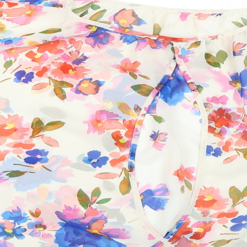Atmosphere Womens White Floral Basic Blouse Size 10
