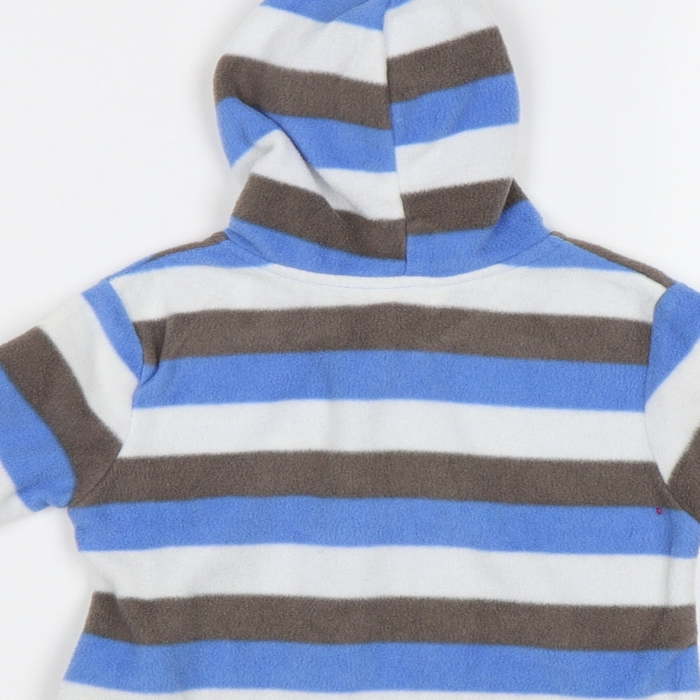Preworn Baby Blue Striped Full Zip Jumper Size 12-18 Months