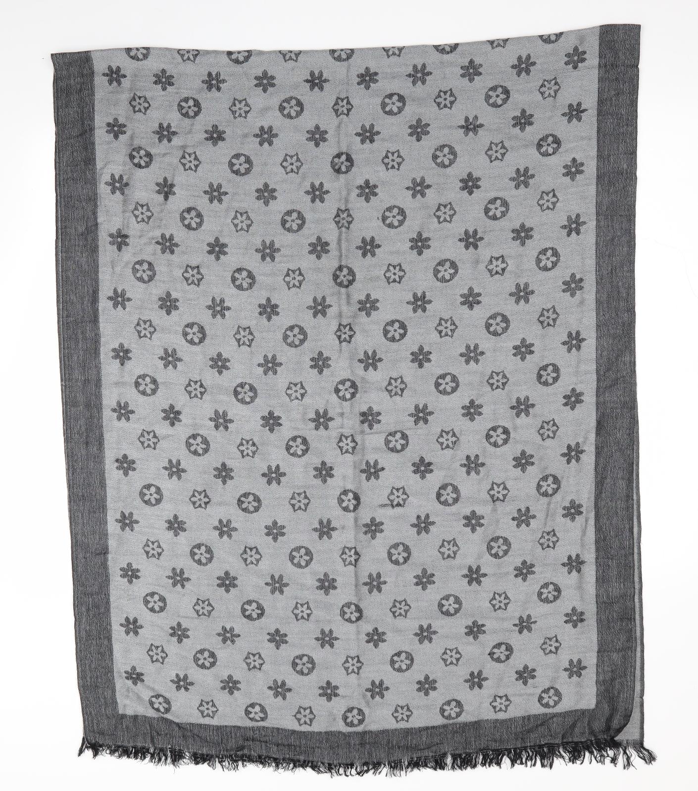 Preworn Womens Grey Floral Shawl/Wrap