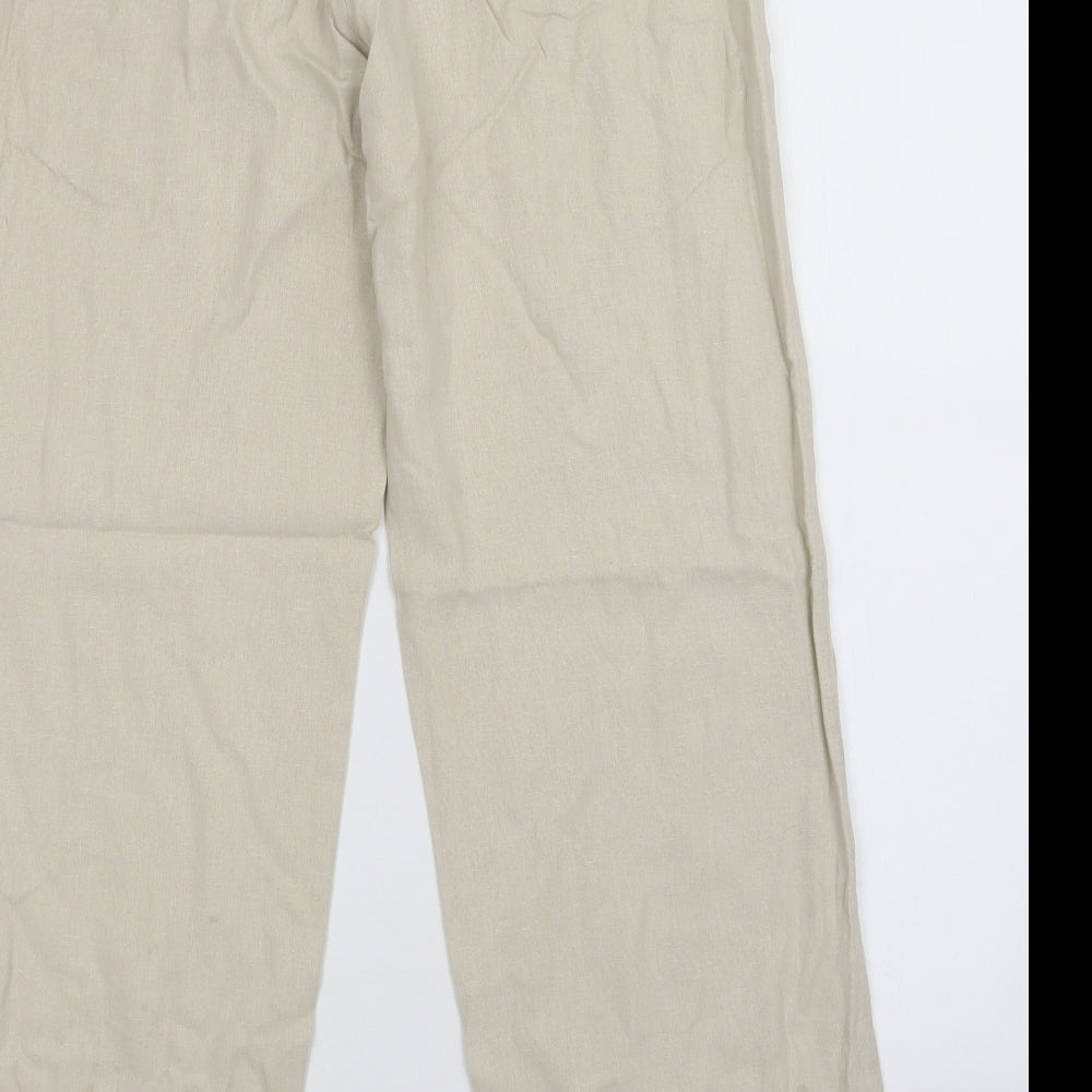 Mia Moda Womens Beige Trousers Size 12 L28 in