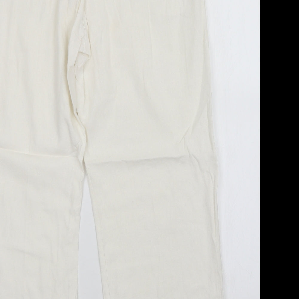 Mia Moda Womens White Trousers Size 16 L27 in