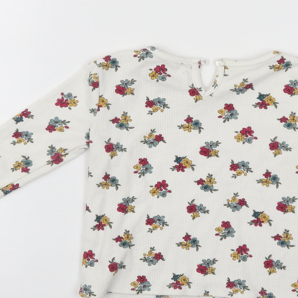 Primark Girls White Floral Pullover Jumper Size 18-24 Months