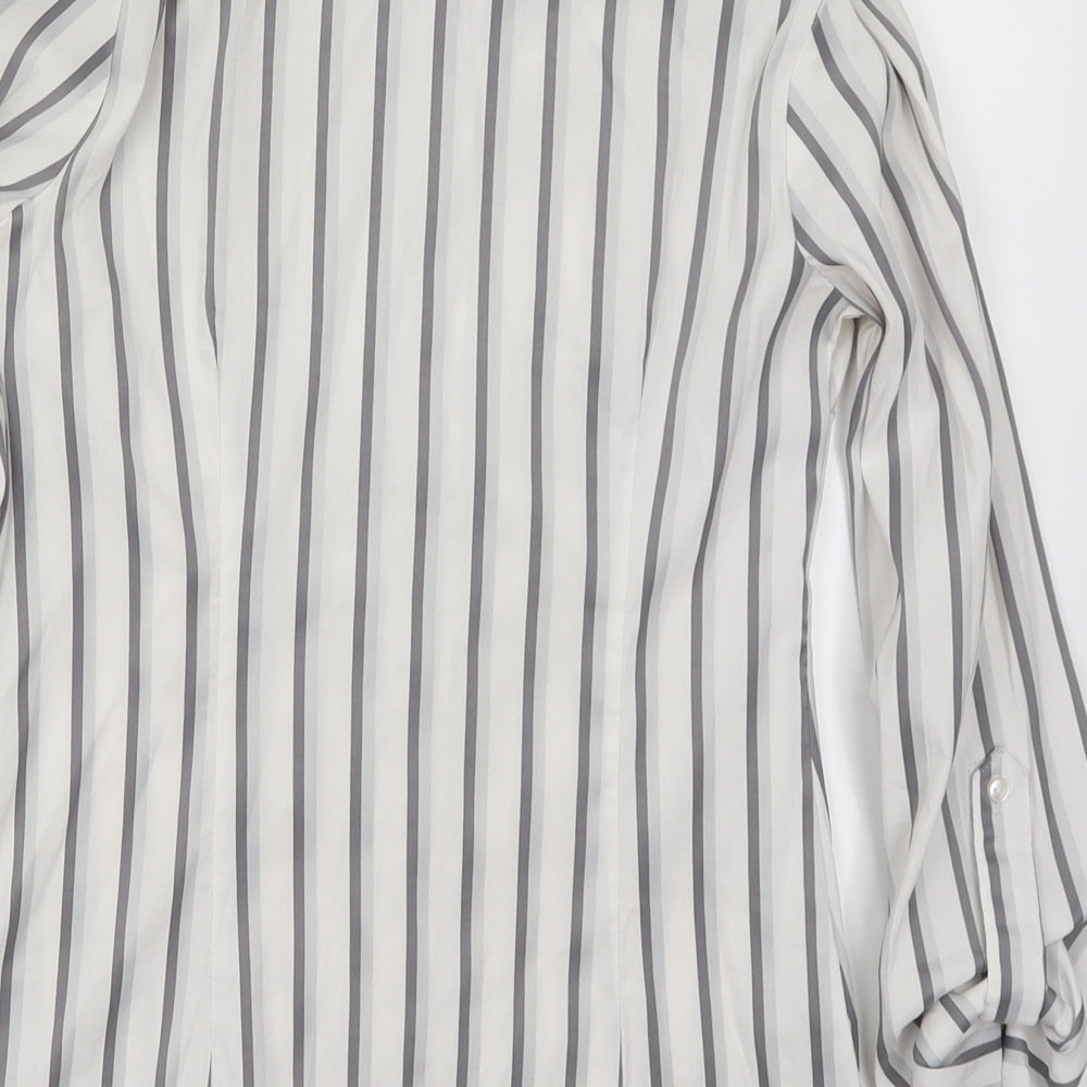 NEXT Womens White Striped Basic Button-Up Size 6