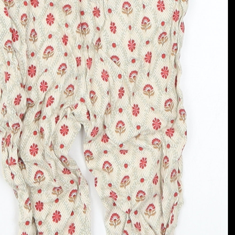 Zara Girls Beige Floral Capri Trousers Size 6-9 Months