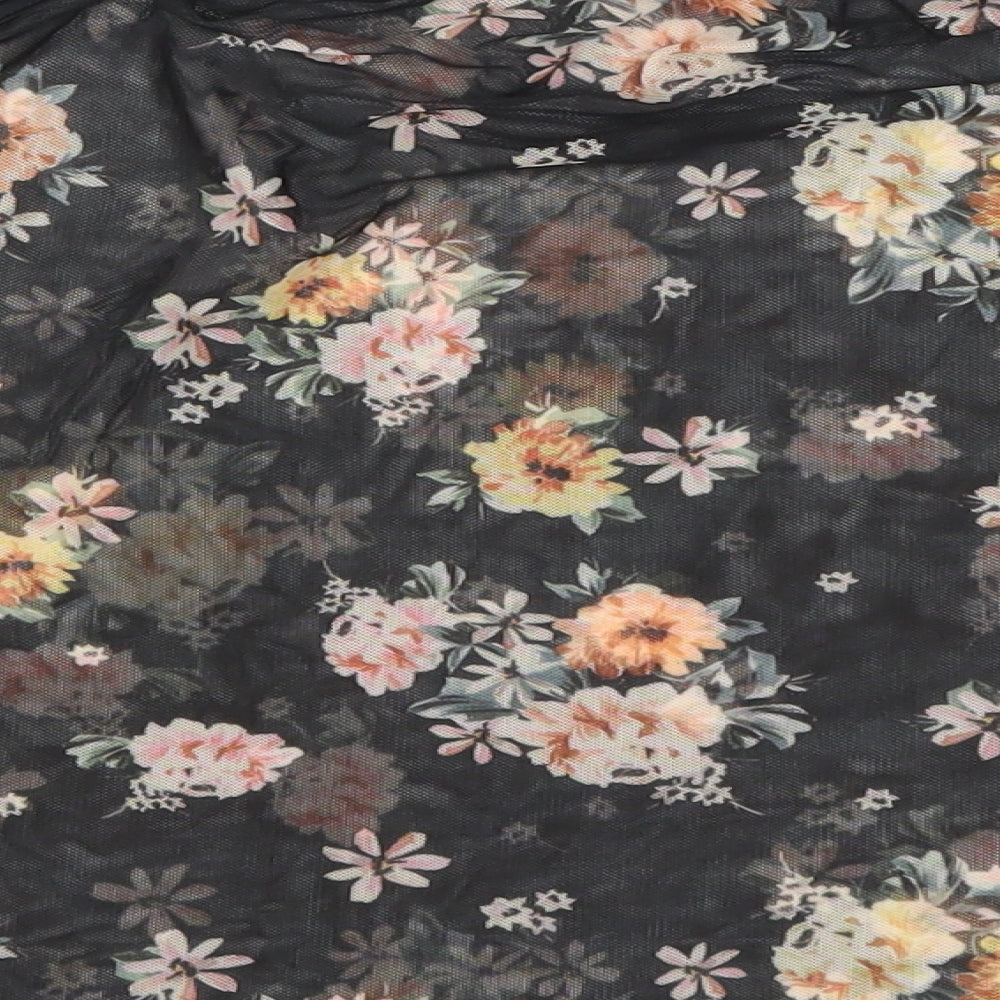 New Look Womens Black Floral Basic Blouse Size 12