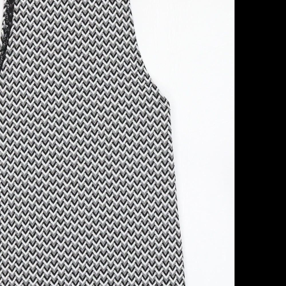Brand and care label for Atmosphere women’s black chevron a-line, size UK 8