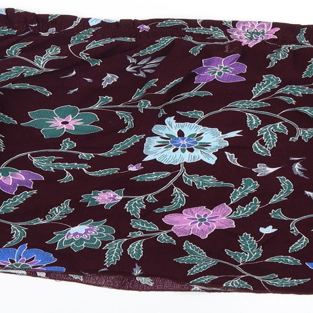 Diffuse Womens Purple Floral Cropped Blouse Size 10