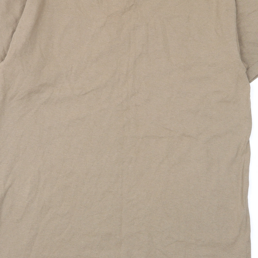 Gildan Mens Beige T-Shirt Size S