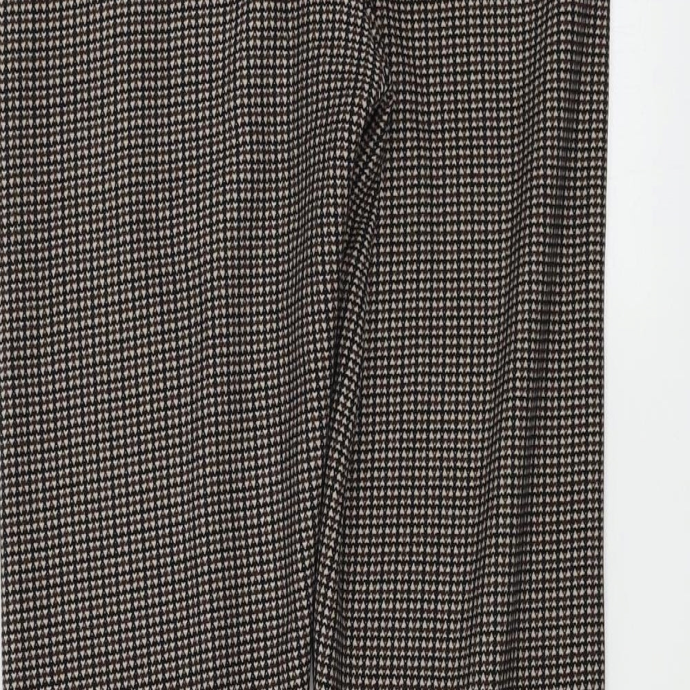 elisa Womens Brown Check Trousers Size M L26 in