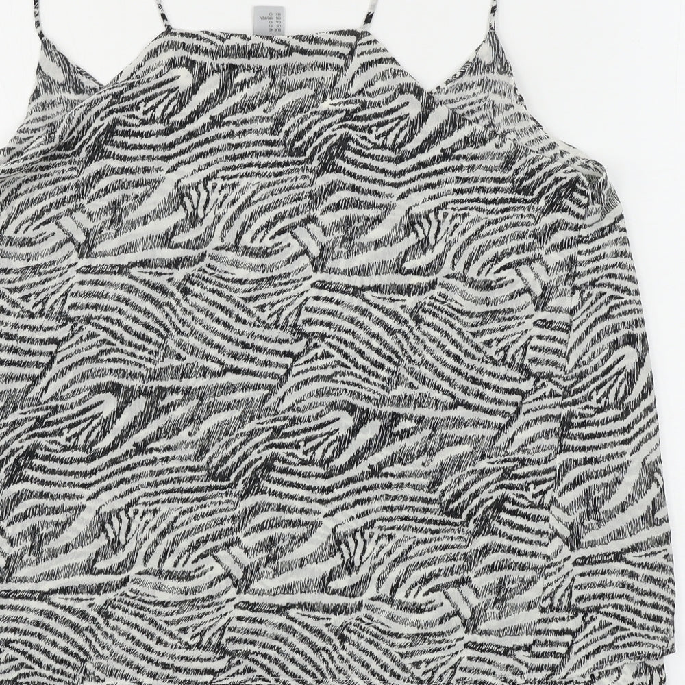 H&M Womens White Animal Print Basic Blouse Size 10