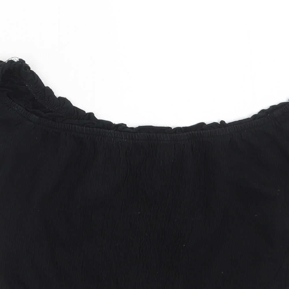New Look Womens Black Cropped T-Shirt Size 8