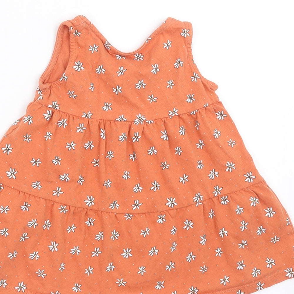 Primark Girls Orange Floral Trapeze & Swing Size 12-18 Months